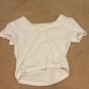 White Cropped V-Neck